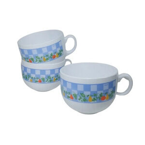 Vintage Arcopal Milk Glass Soup Bowls/Mugs designed Marc Palluy Primeur Set of 3